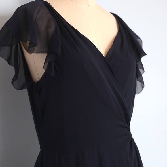 Diane Van Furstenberg Size 14 Navy chiffon wrap gown - Picture 2 of 7